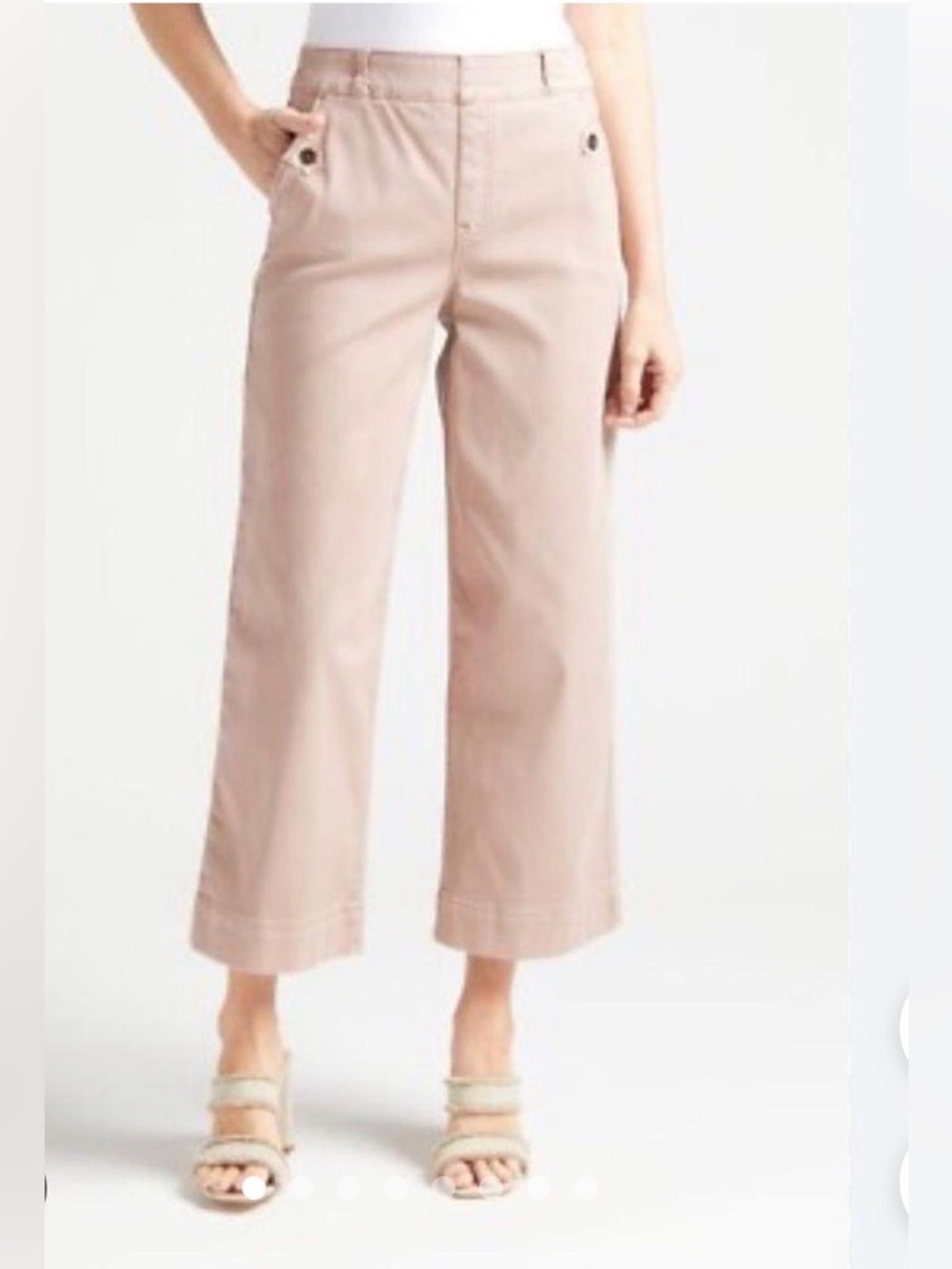 SPANX Twill Stretch Cropped Pants Bone/Tan Size XS